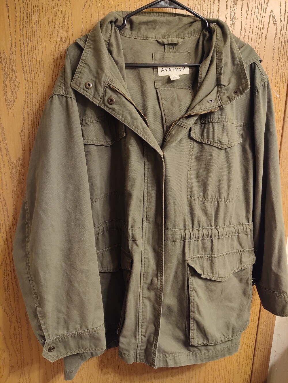Ava & Viv Olive Green Military Field Jacket with Hood